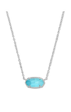 Elisa Short Pendant Necklace Silver Turquoise Magnesite