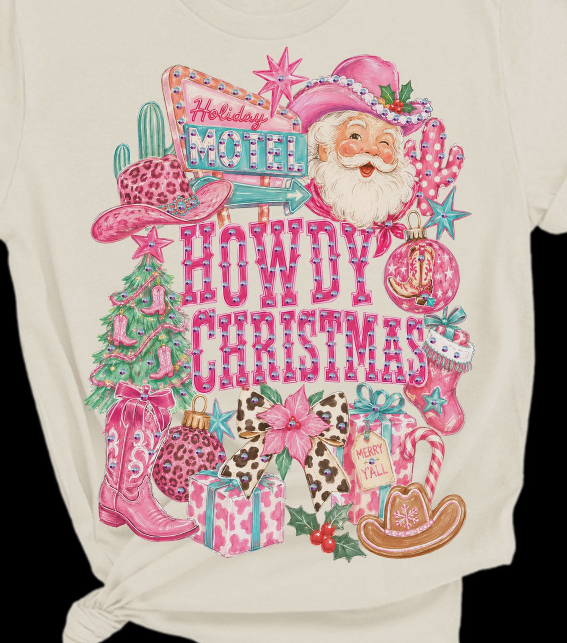 Howdy Christmas Rhinestone Graphic Tee