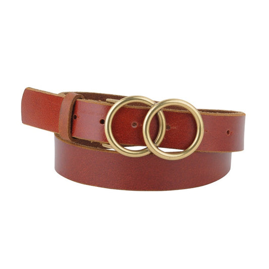 Double Circle Leather Belt Tan