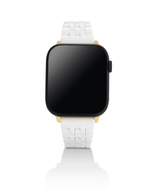 Alex 5 Link Watch Band Gold White Ceramic