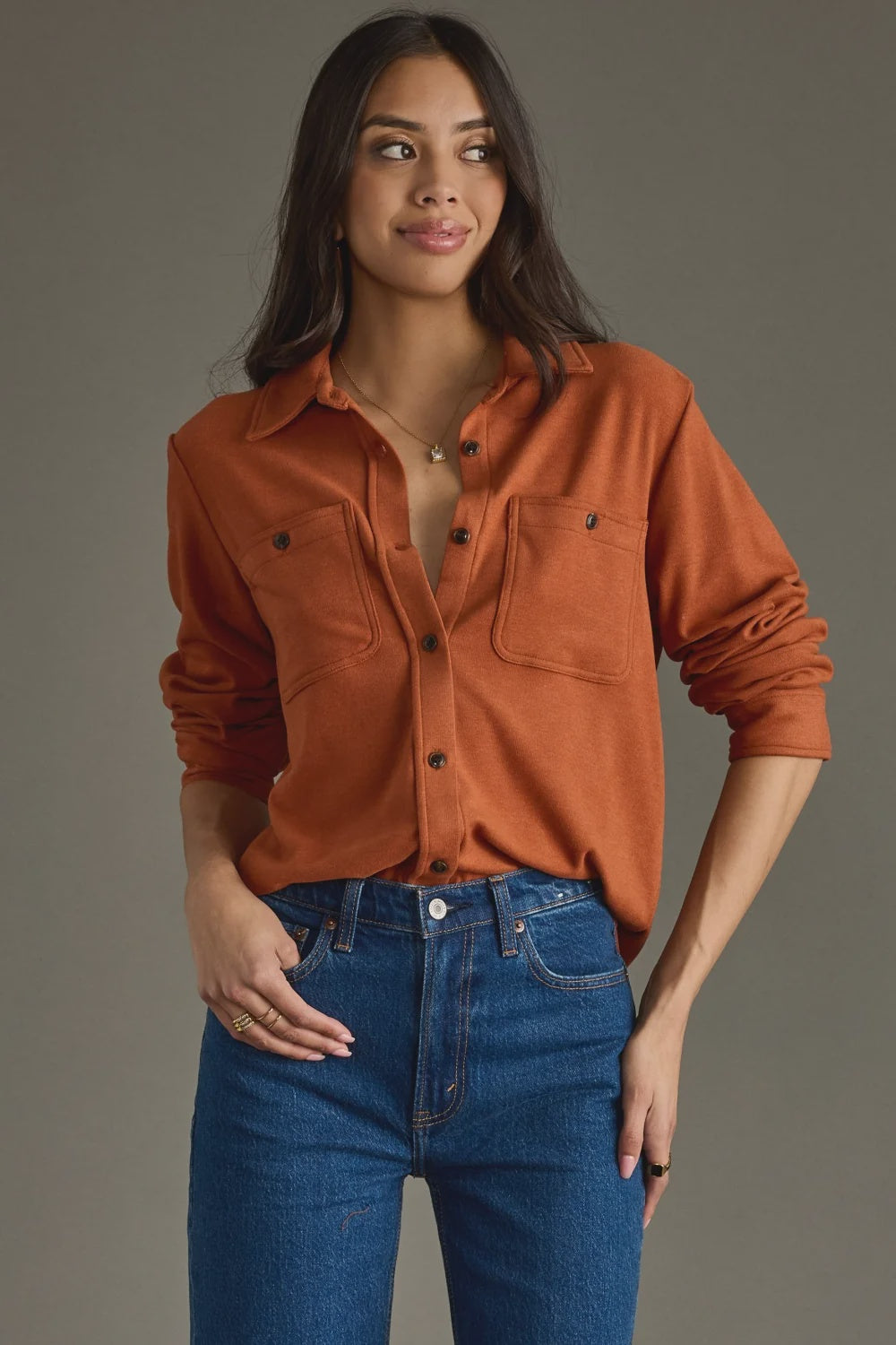 Super Soft Button Up Burnt Orange