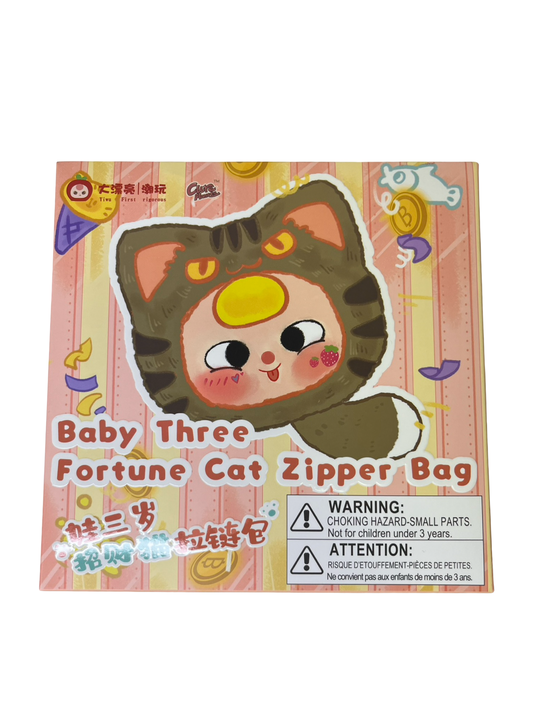Baby Three Fortune Cat Zipper Bag Plush Blind Box
