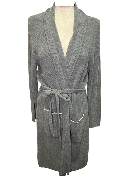Cozy Chic Ultra Lite Contrast Scallop Ribbed Robe Moonbeam