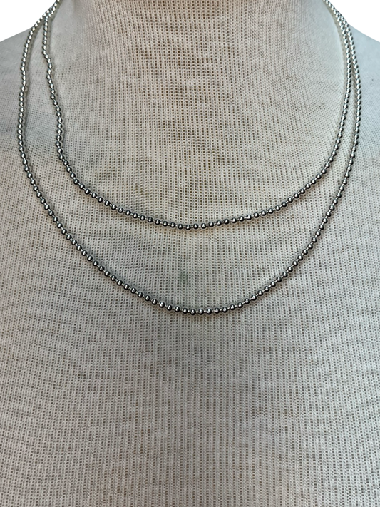 BB Silver 3MM Beaded 20 inch Necklace