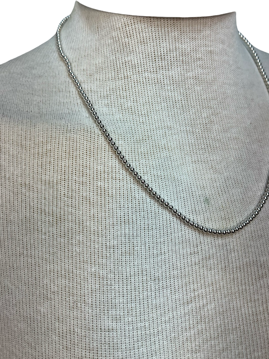 BB Silver 3MM Beaded 20 inch Necklace