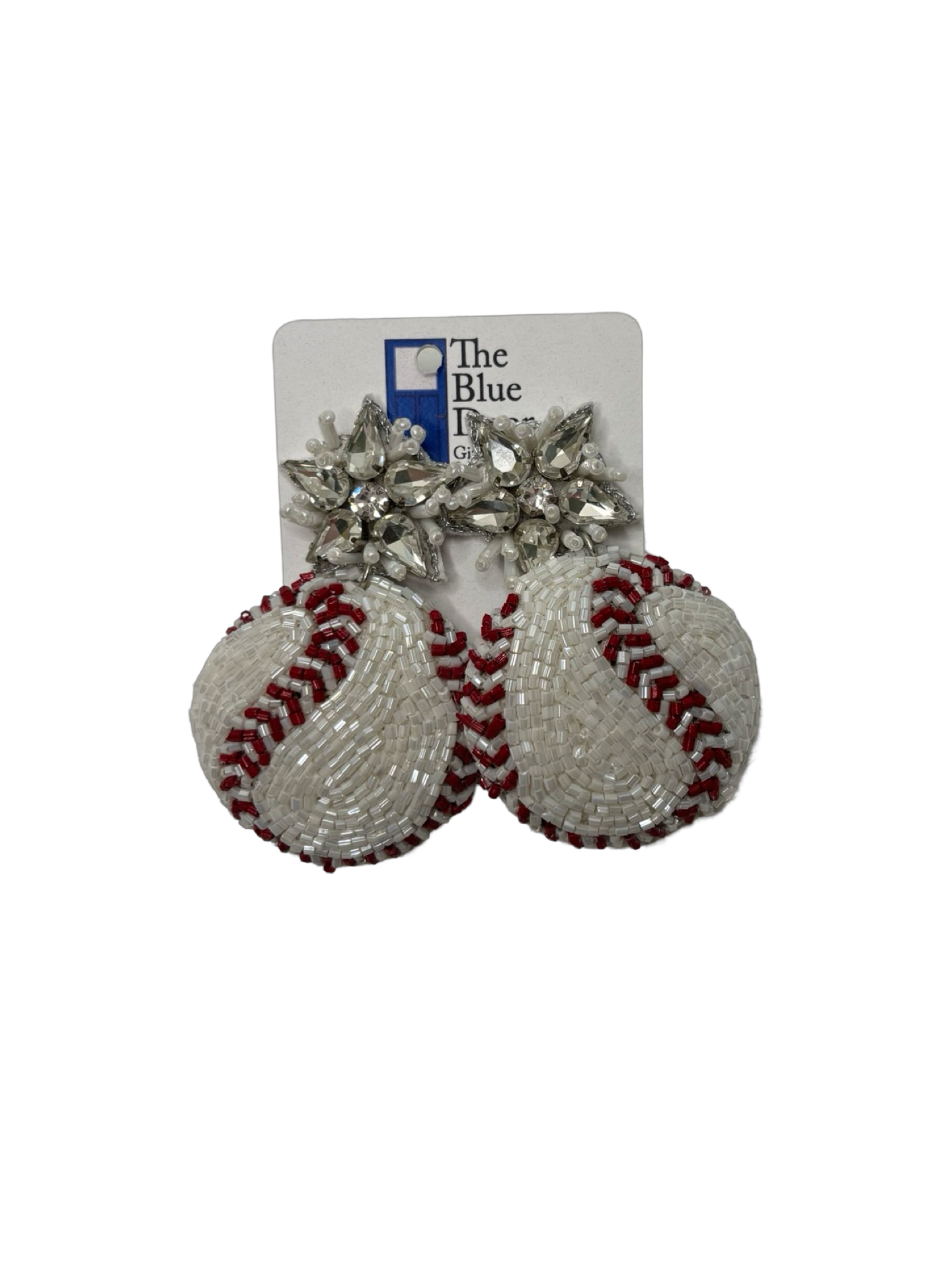Baseball Beaded Dangle Earrings