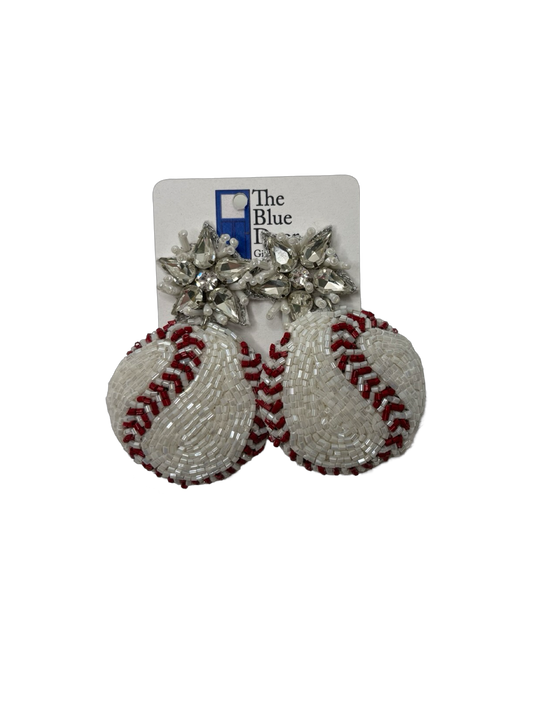 Baseball Beaded Dangle Earrings