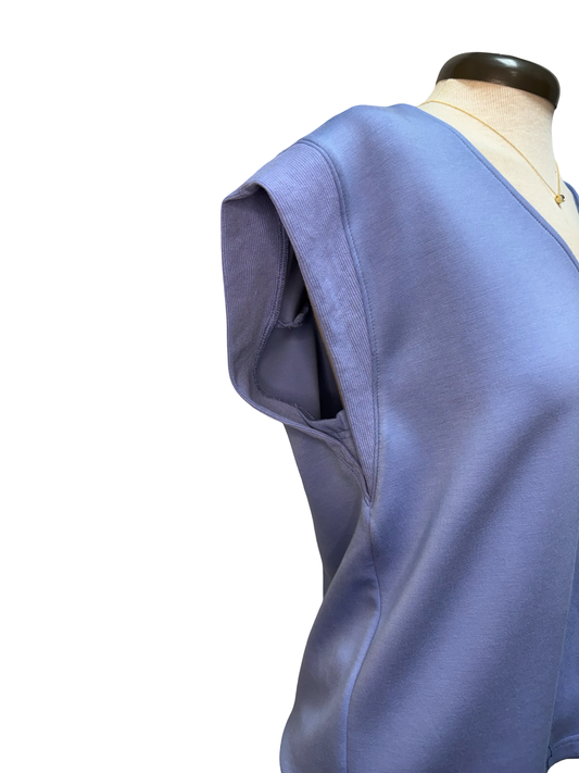 Cap Sleeve V Neck Knit Top Blue