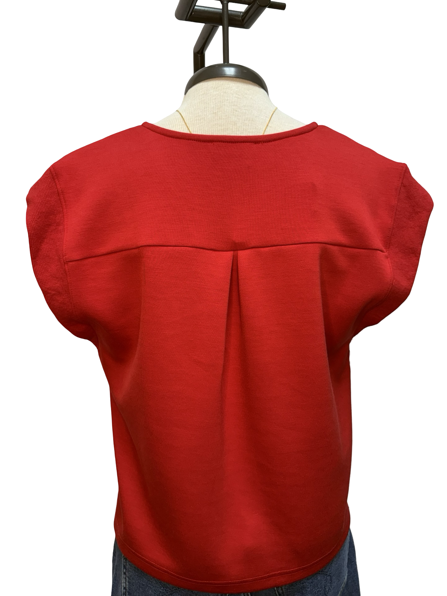 Cap Sleeve V Neck Knit Top Red