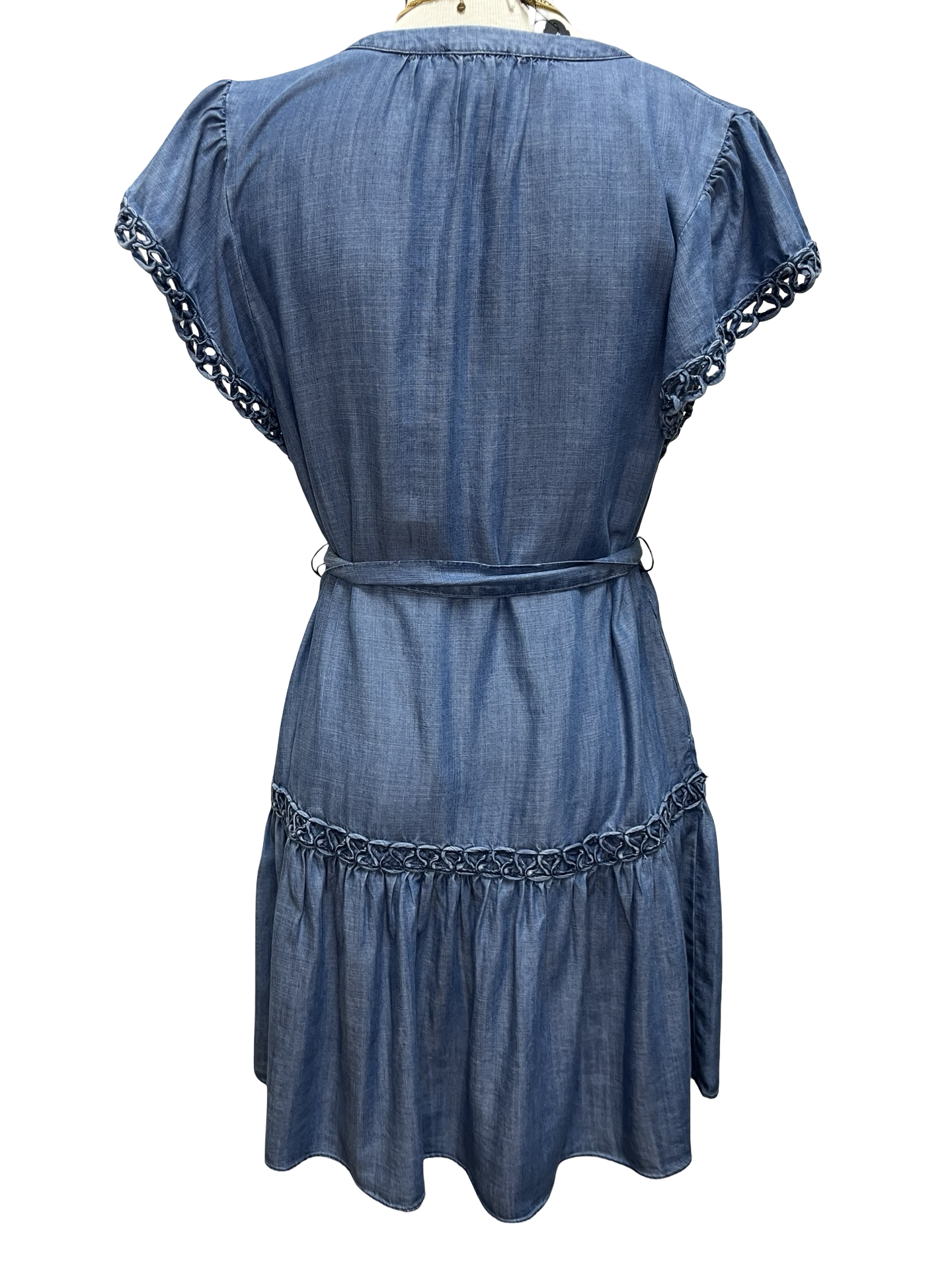 Chambray Embroidered Mini Dress