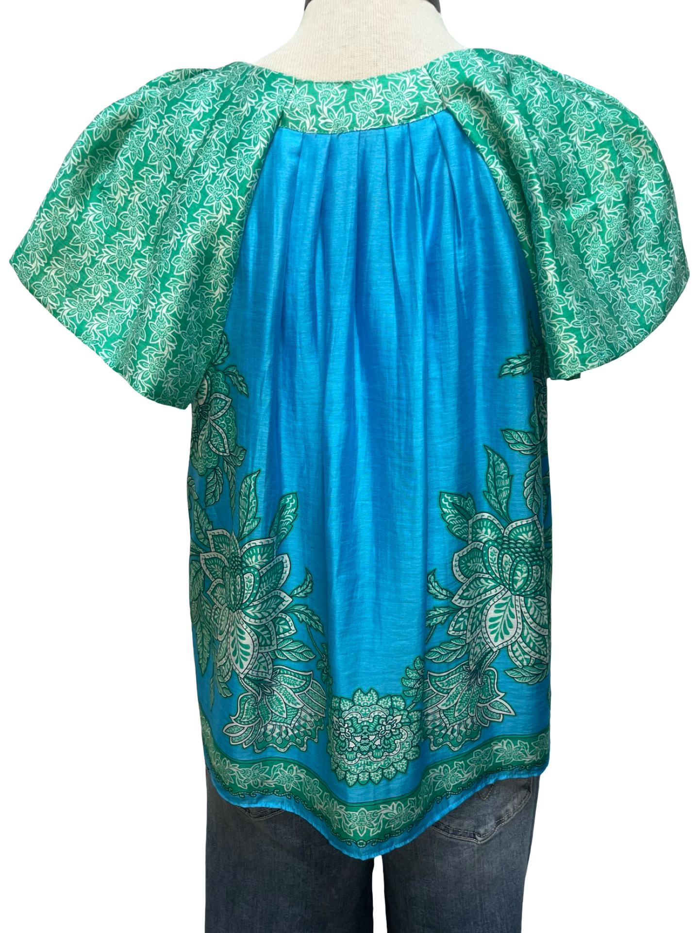 Floral Paisley Blouse Aqua Blue