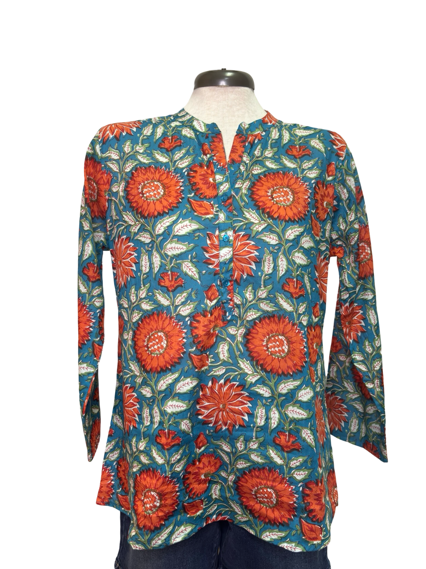Renee Henley Top Teal Rose