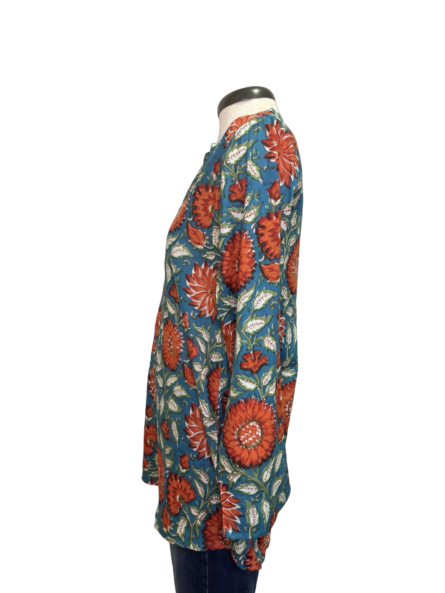 Renee Henley Top Teal Rose