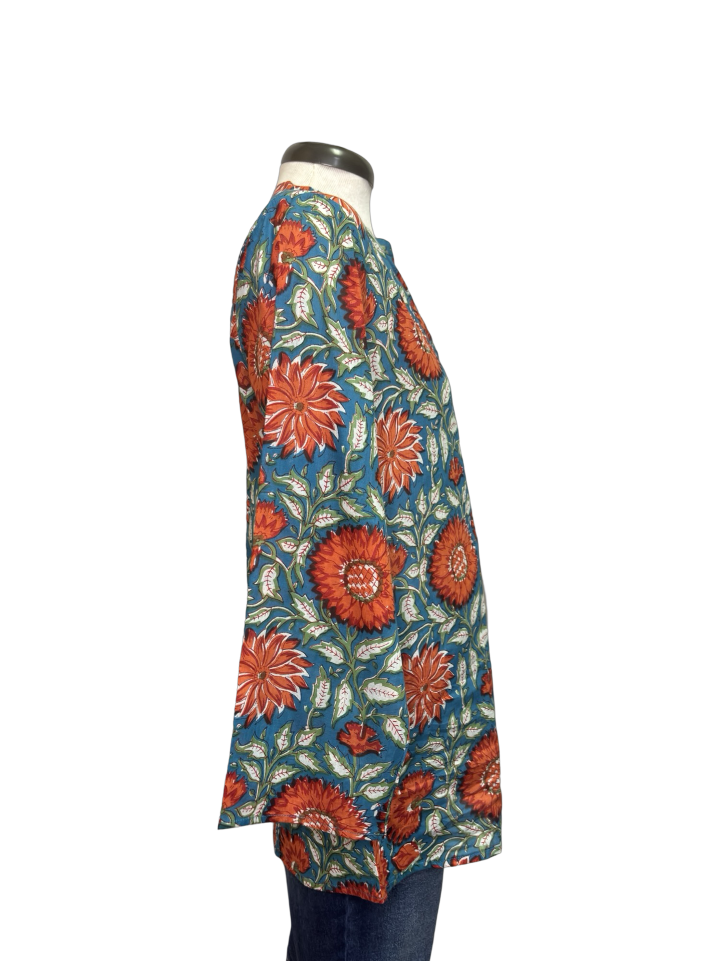 Renee Henley Top Teal Rose