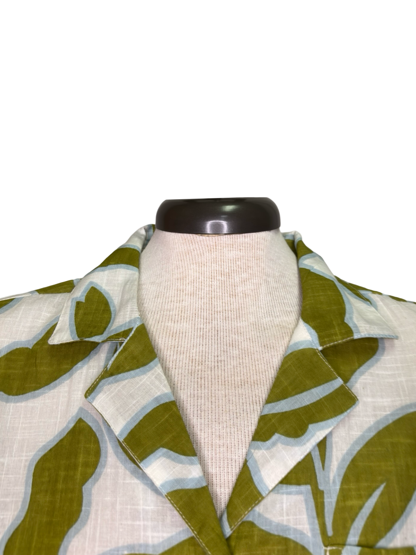Tropical Collared Top Olive White