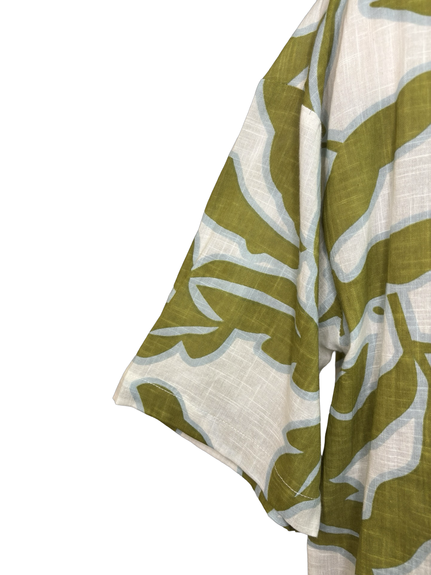Tropical Collared Top Olive White