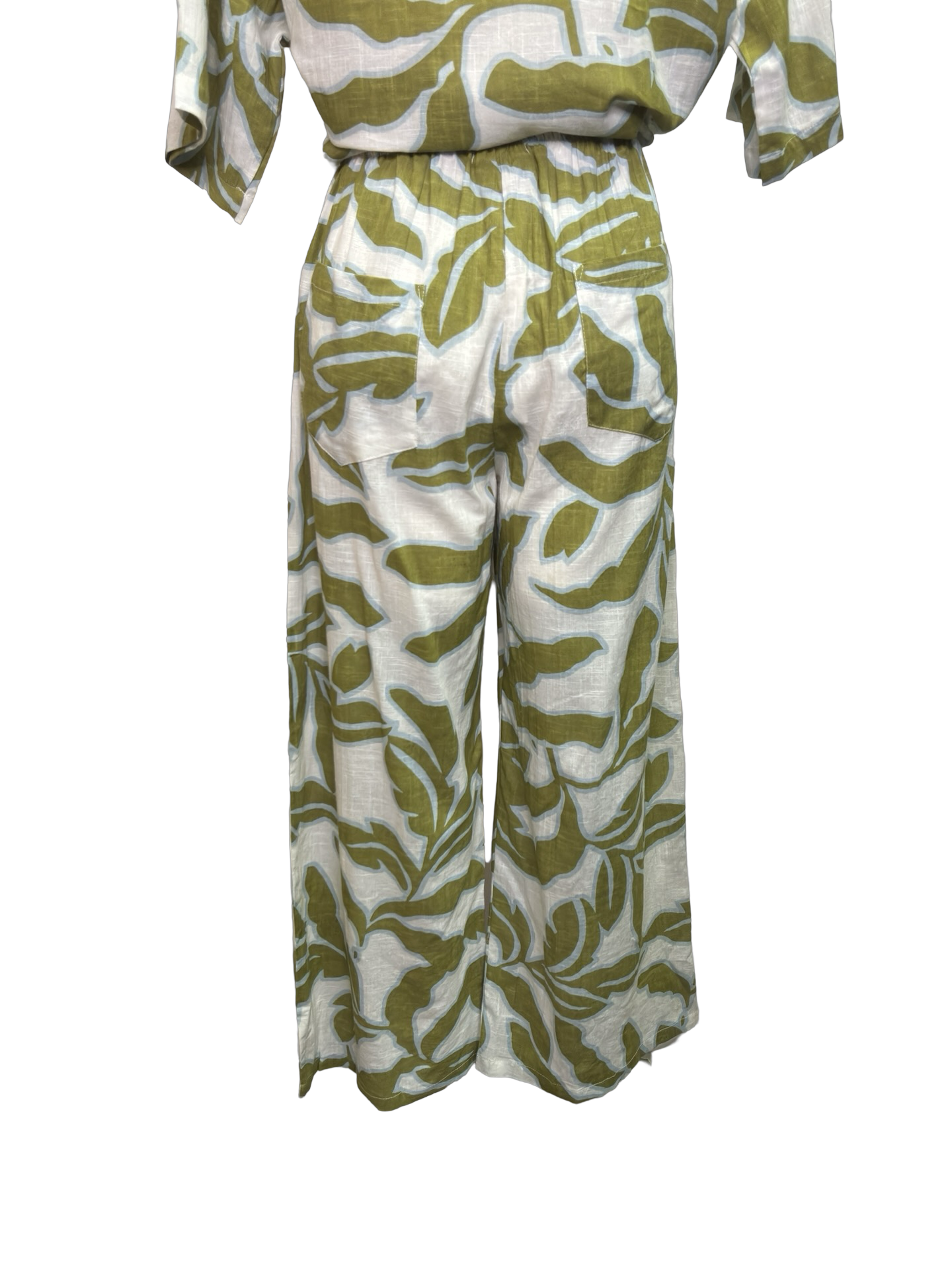 Tropical Cotton Pant Olive White