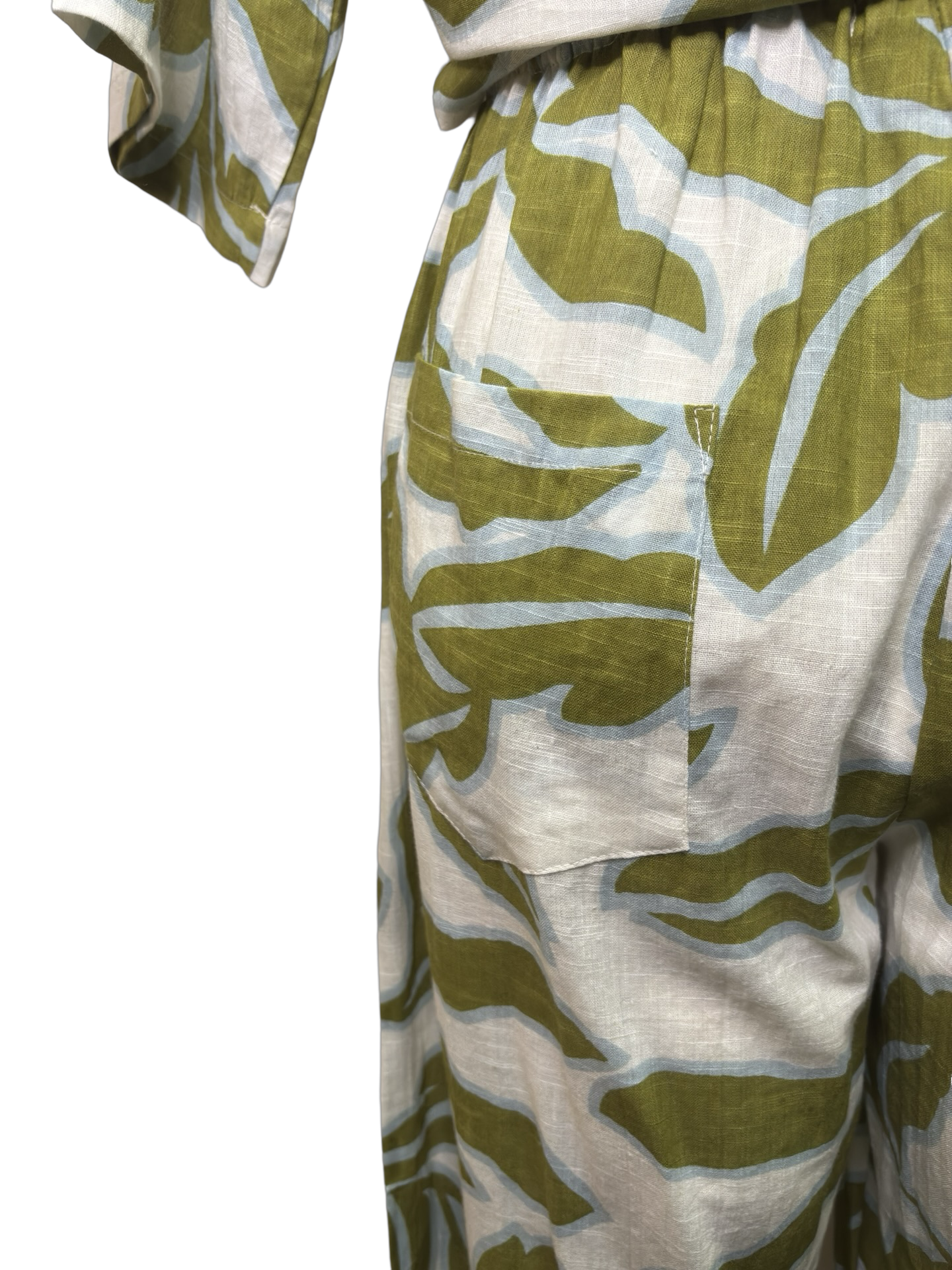 Tropical Cotton Pant Olive White