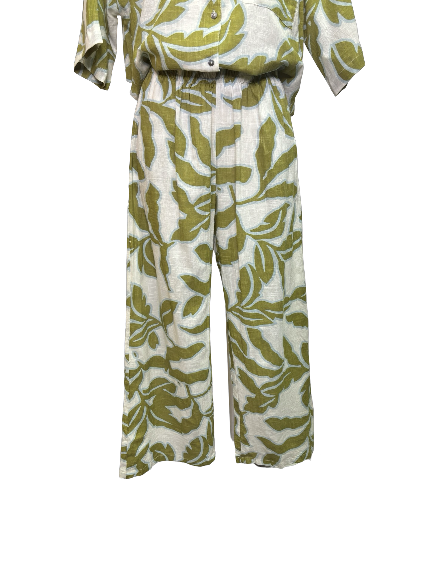 Tropical Cotton Pant Olive White