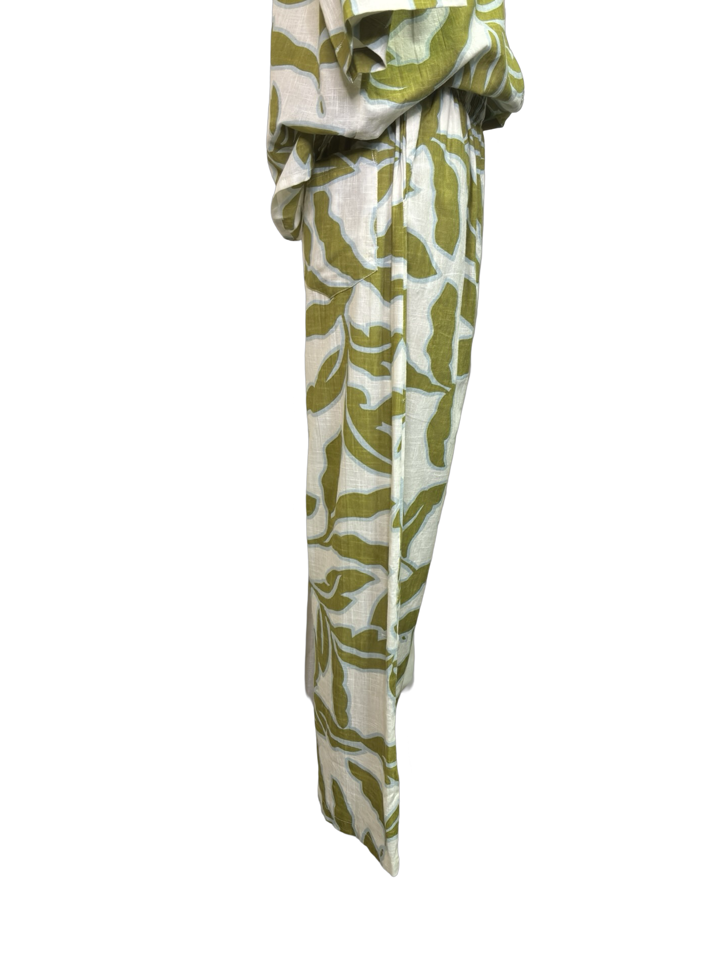 Tropical Cotton Pant Olive White