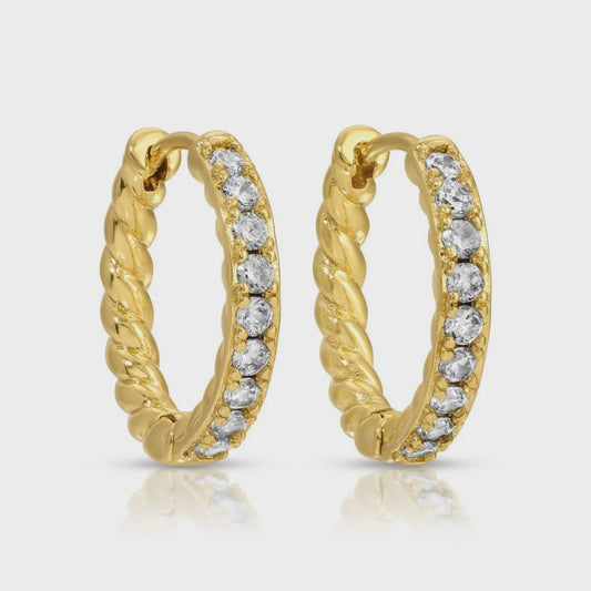 Large Cubic Zirconia Twist Huggies Gold