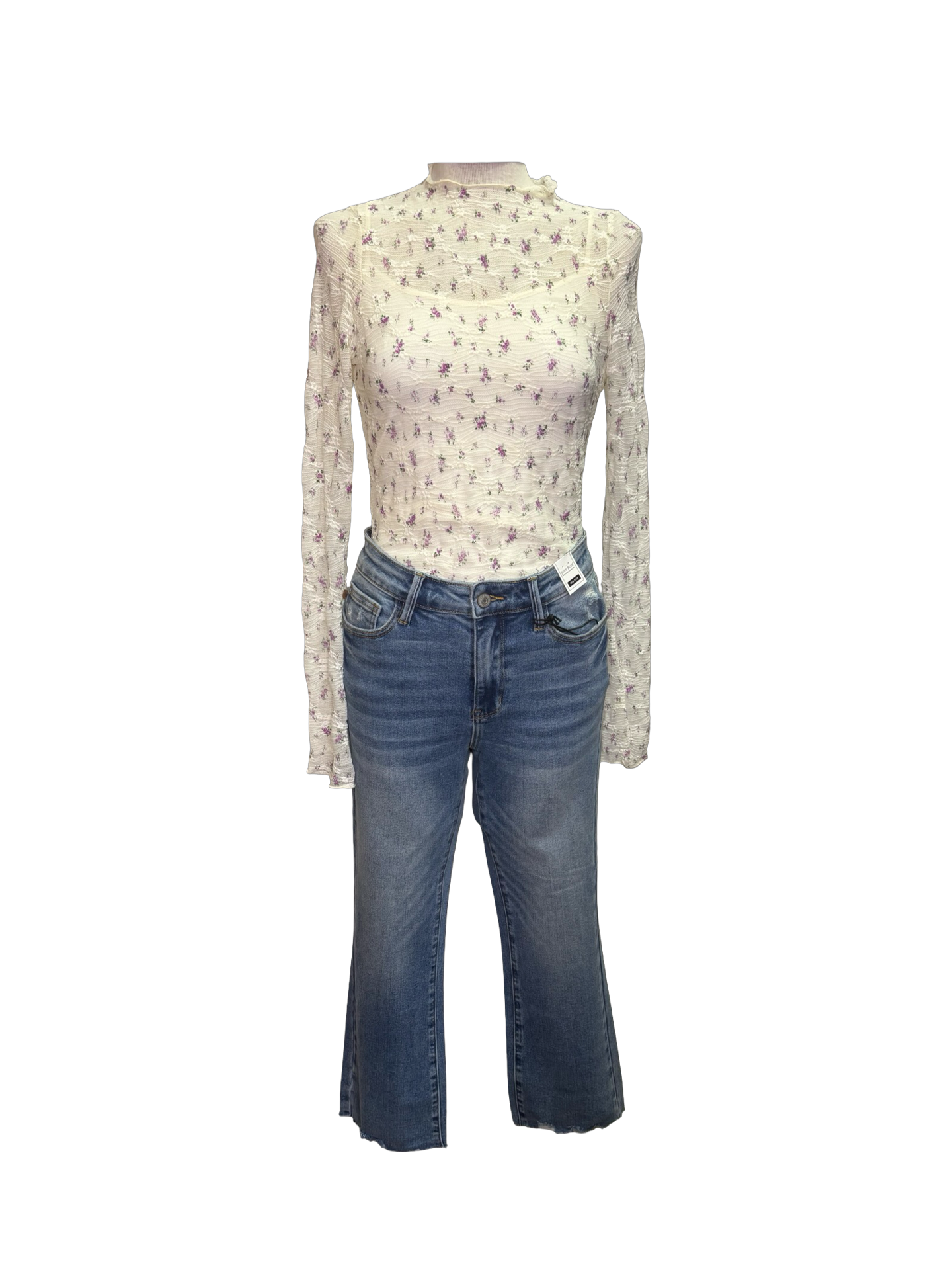 Judy Blue MR Vintage Wash Destroy Hem Kick Flare Jean