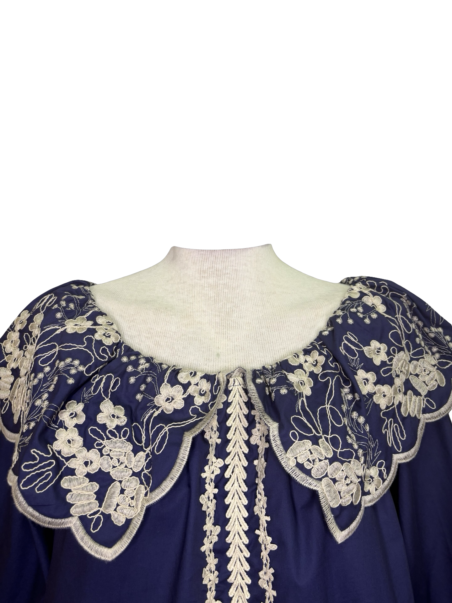 Embroidered Cotton Poplin Blouse Blueberry