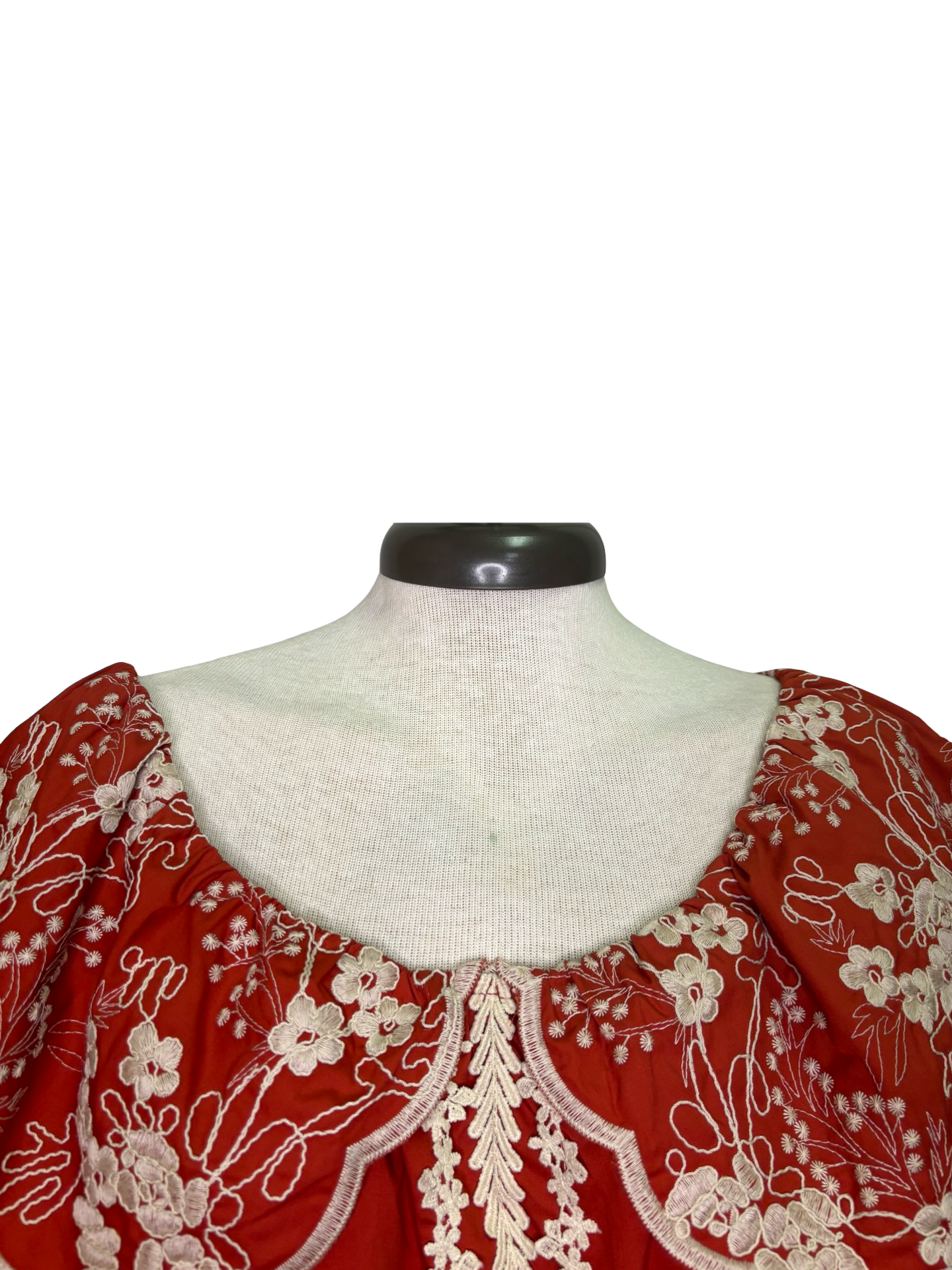 Embroidered Cotton Poplin Blouse Rust