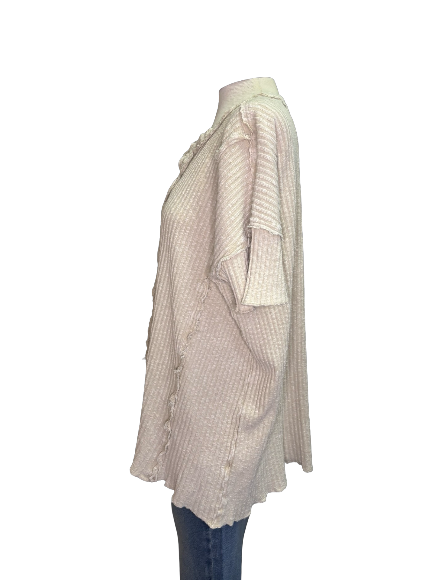 Rib Knit Mineral Washed Top Khaki