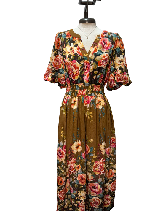 Empire Waist Floral Midi Dress