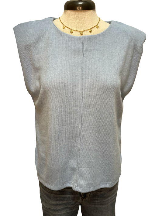 Cap Sleeve Sleeveless Top Lt Blue