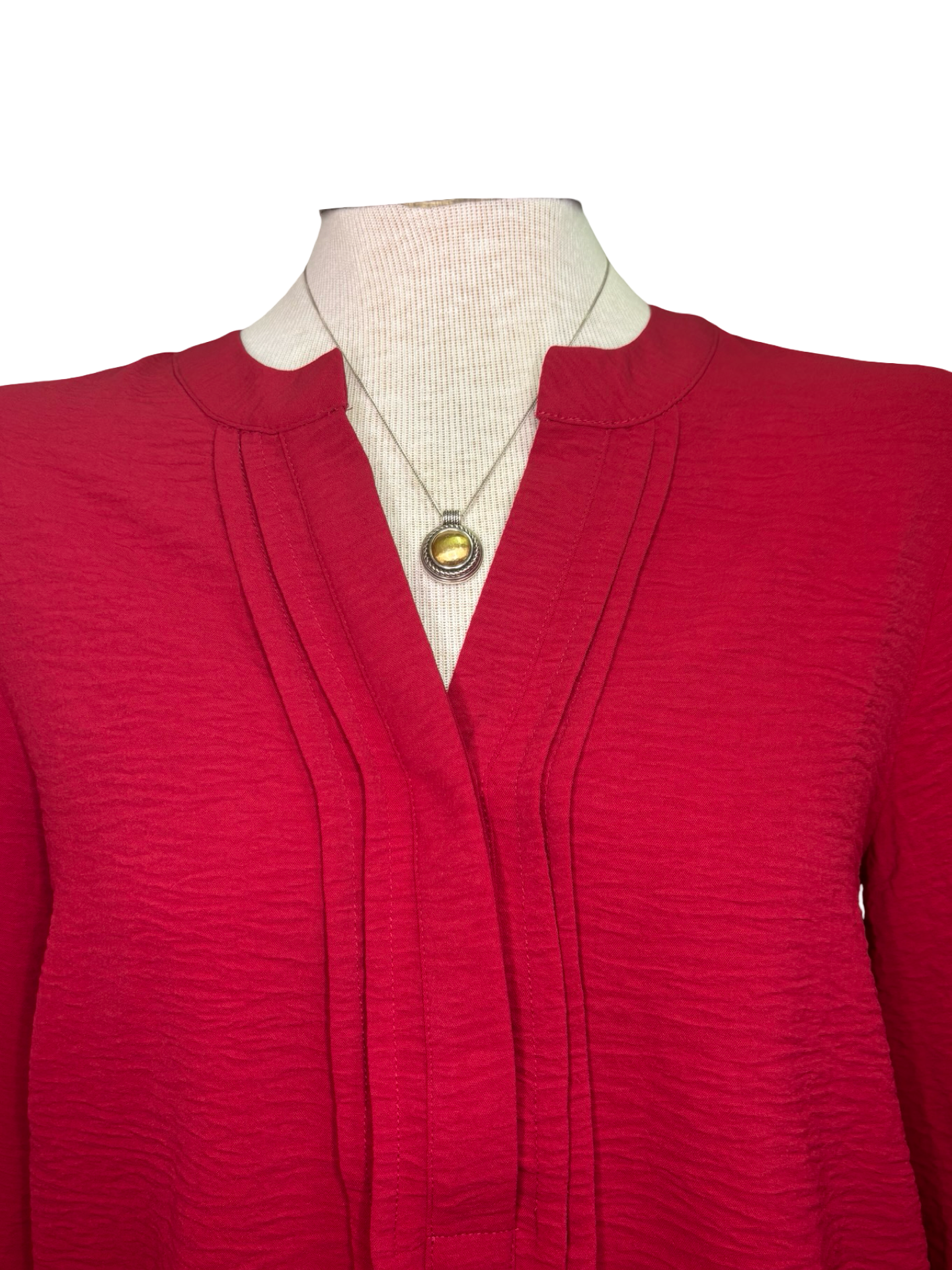 Bell Sleeve Pleated Detail Top Berry Red