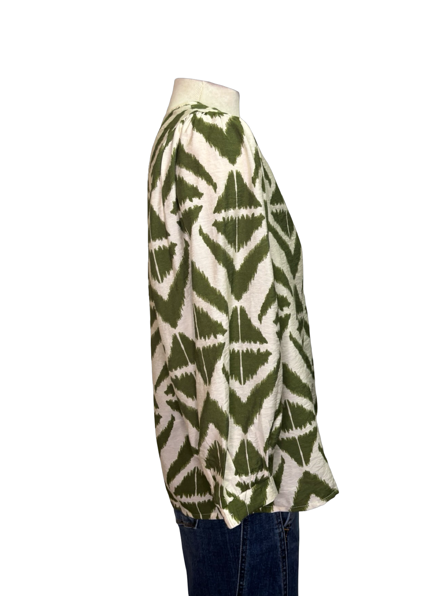 Bold Print V Neck Olive