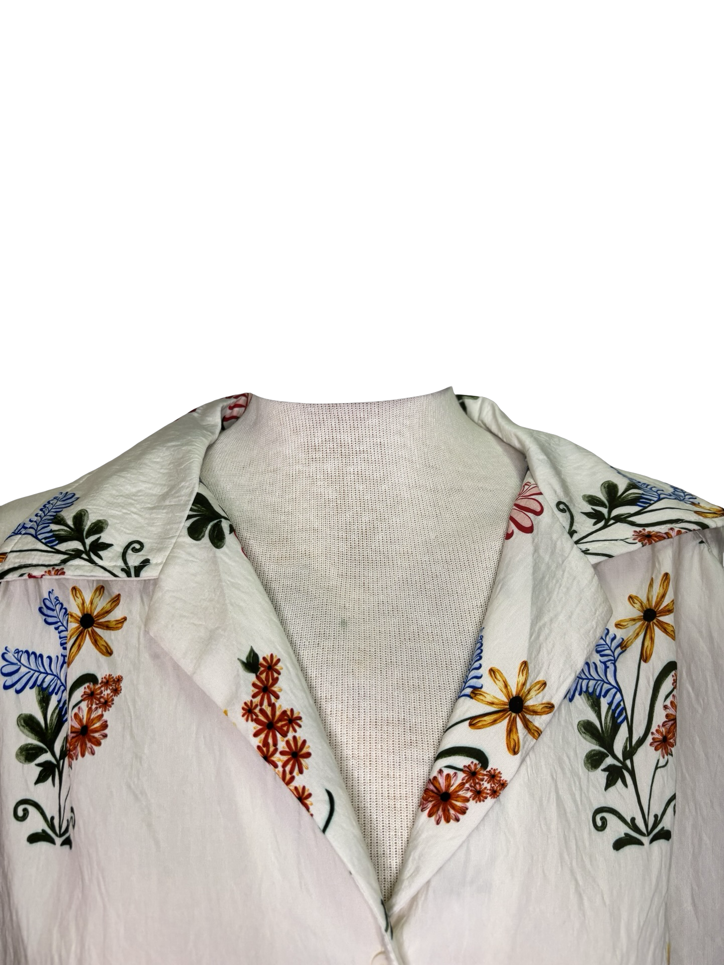 Floral Print Button Up Blouse Ivory