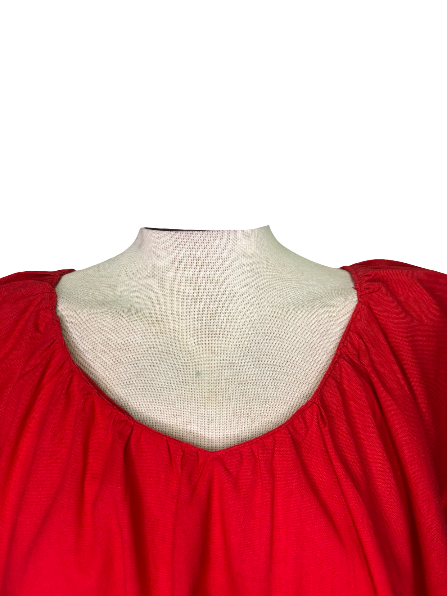 Linen V Neck Cap Sleeve Top Red