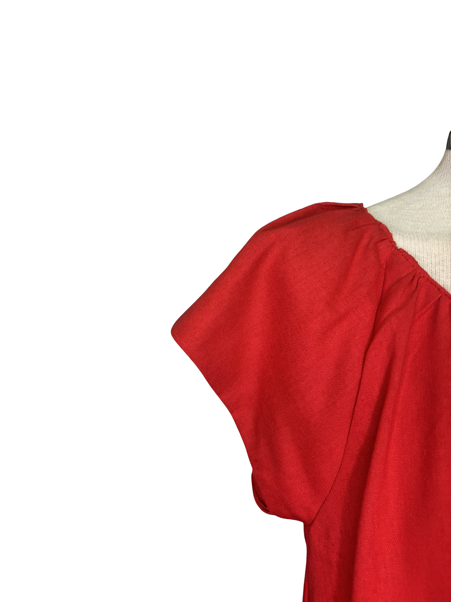 Linen V Neck Cap Sleeve Top Red