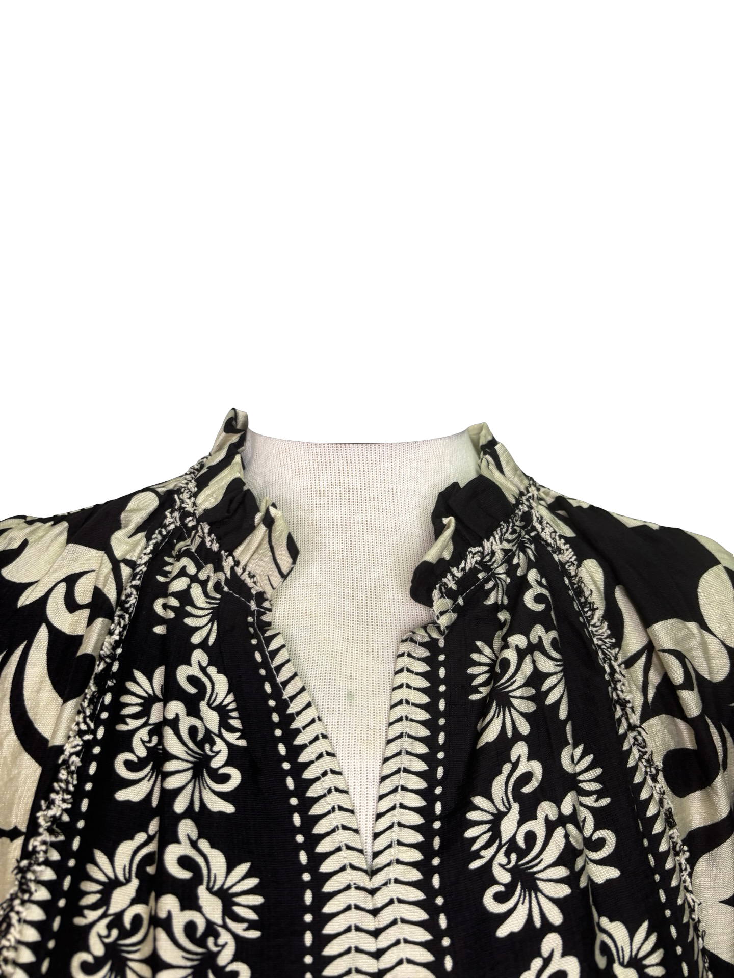 Long Sleeve Ruffled Neck Blouse