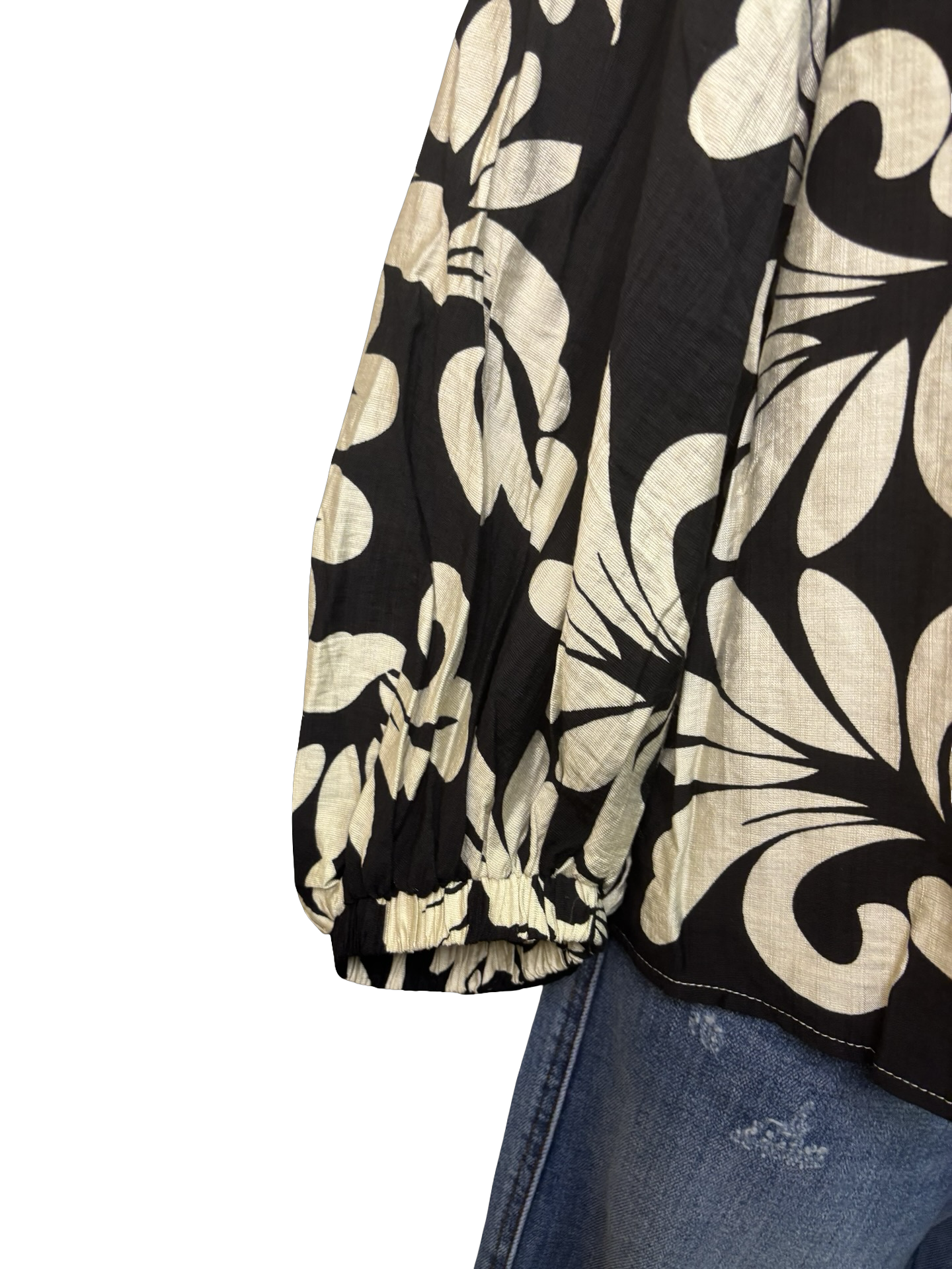 Long Sleeve Ruffled Neck Blouse