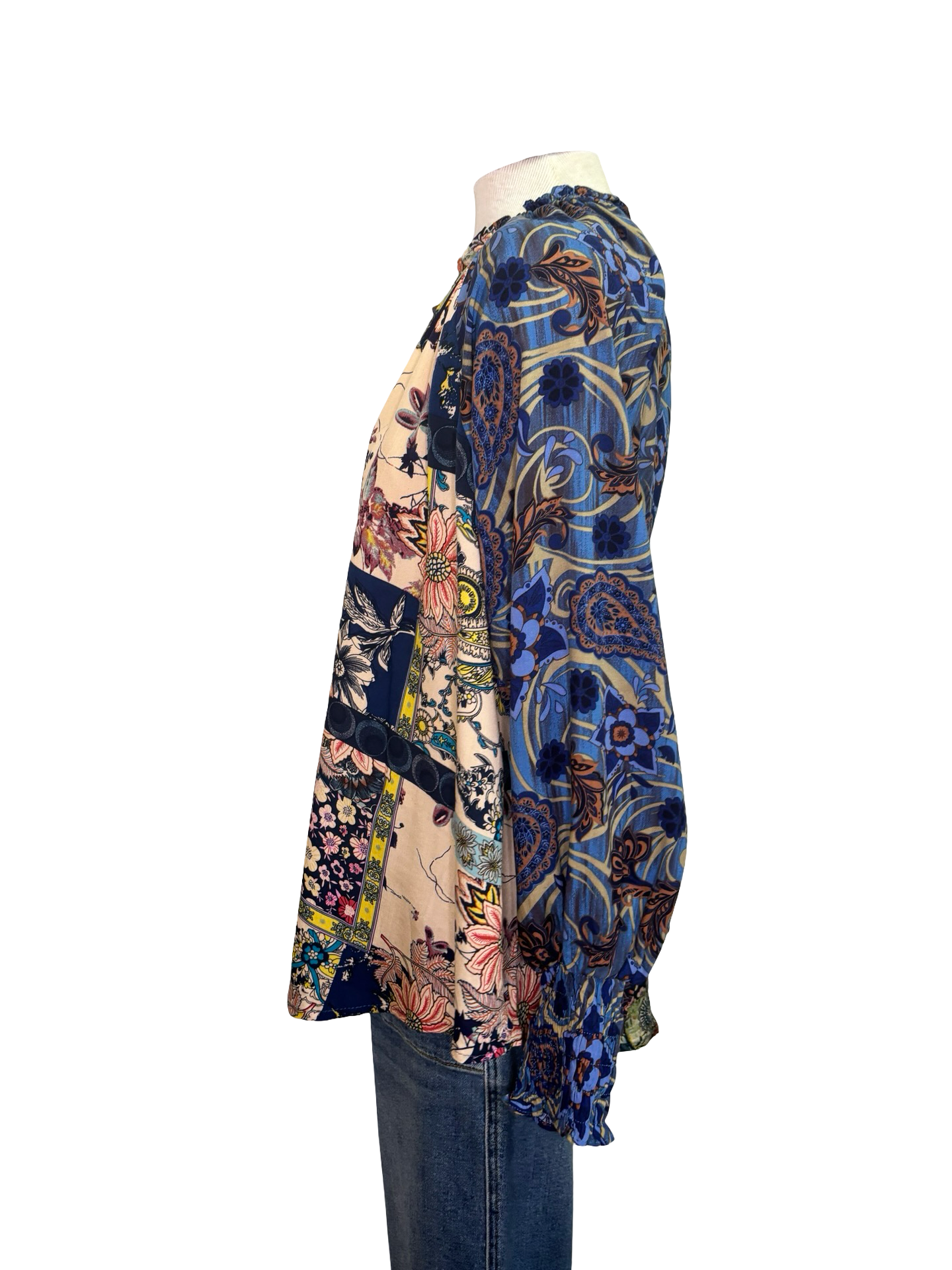 Mixed Print Long Sleeve Top Midnight
