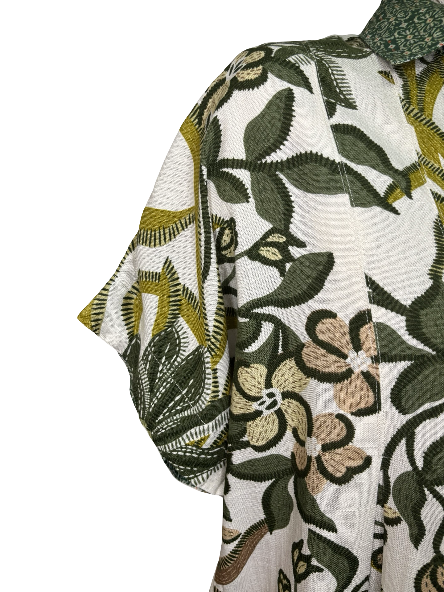 Pleat Detailed Button Down Top Olive Mix