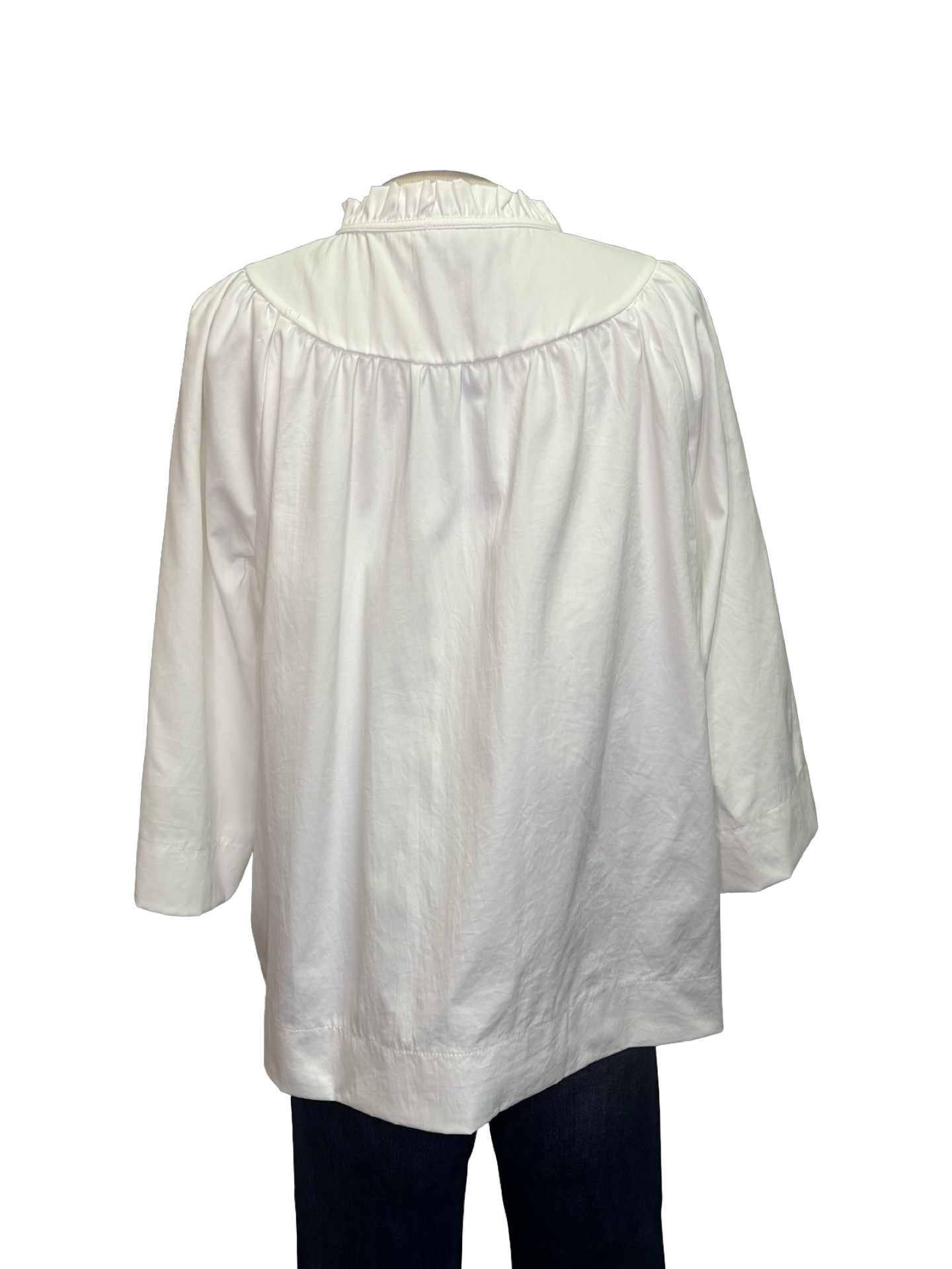 Ruffled Neck Blouse White
