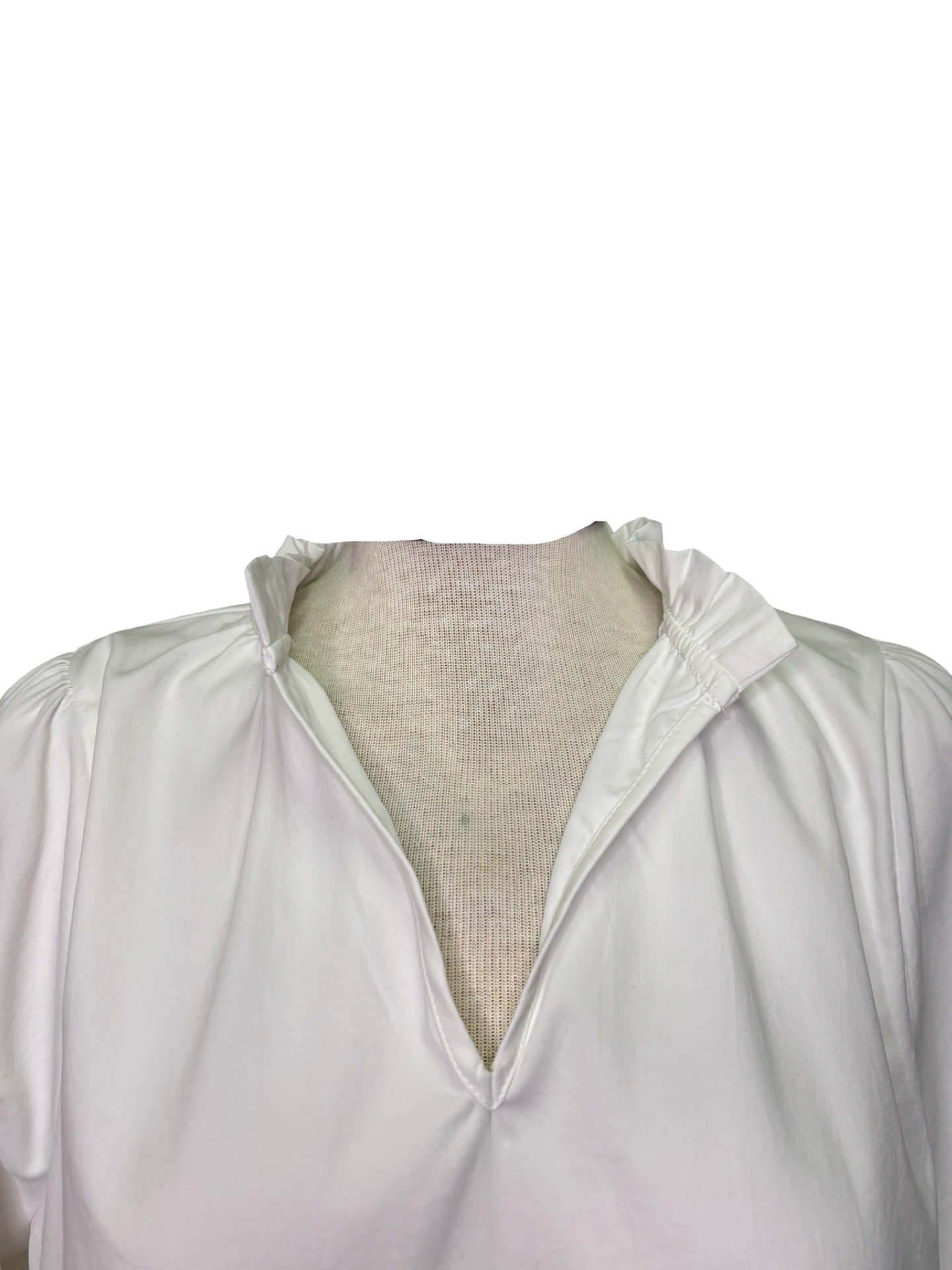 Ruffled Neck Blouse White