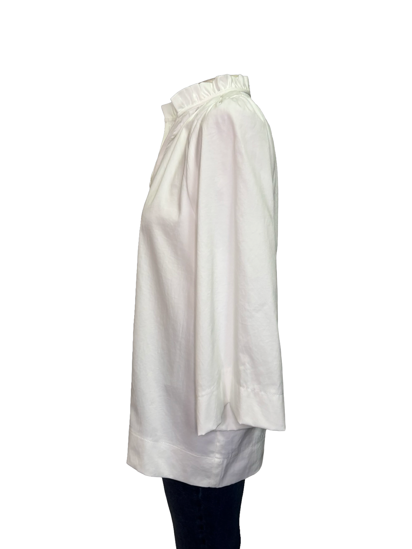 Ruffled Neck Blouse White