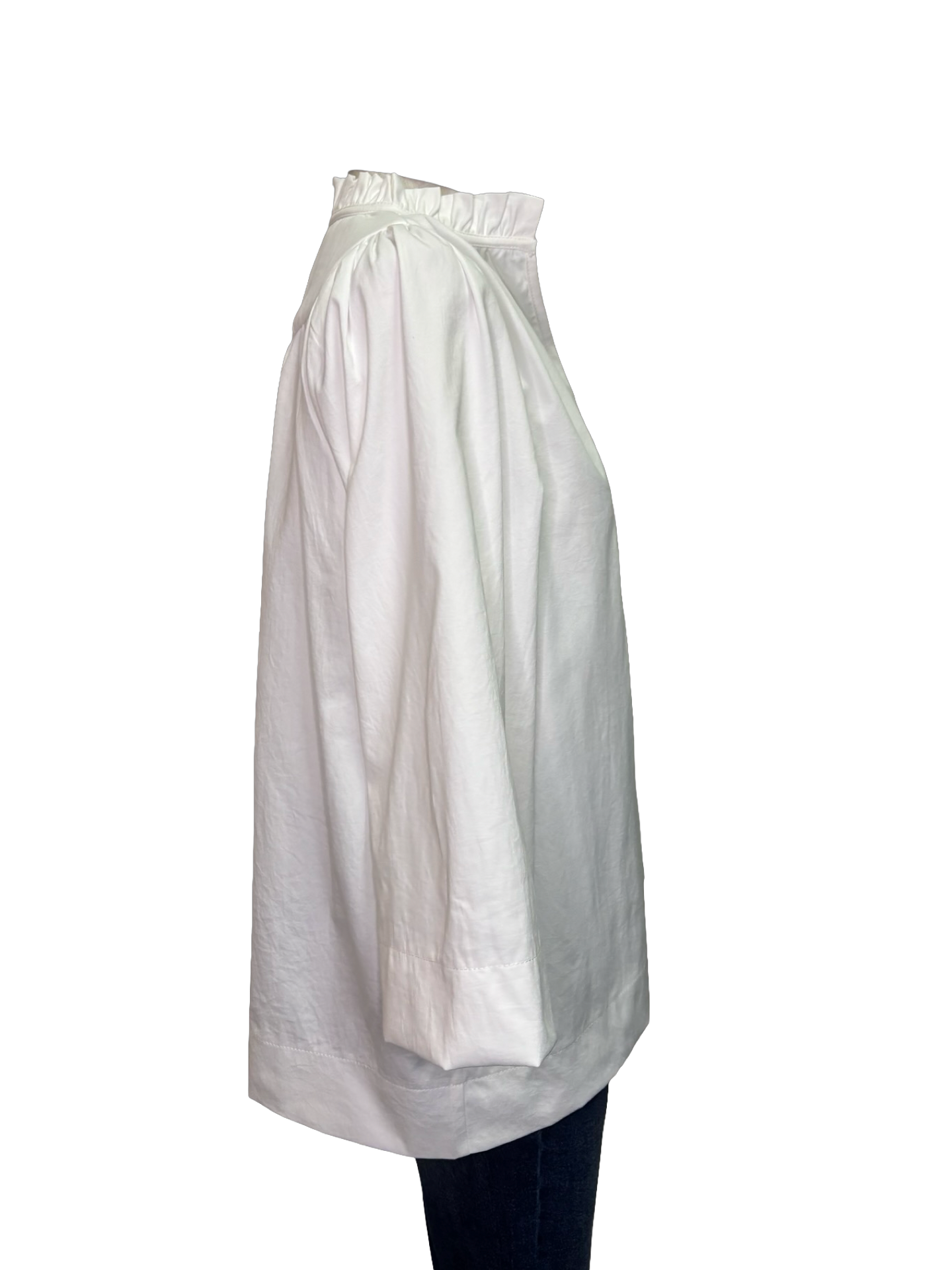 Ruffled Neck Blouse White