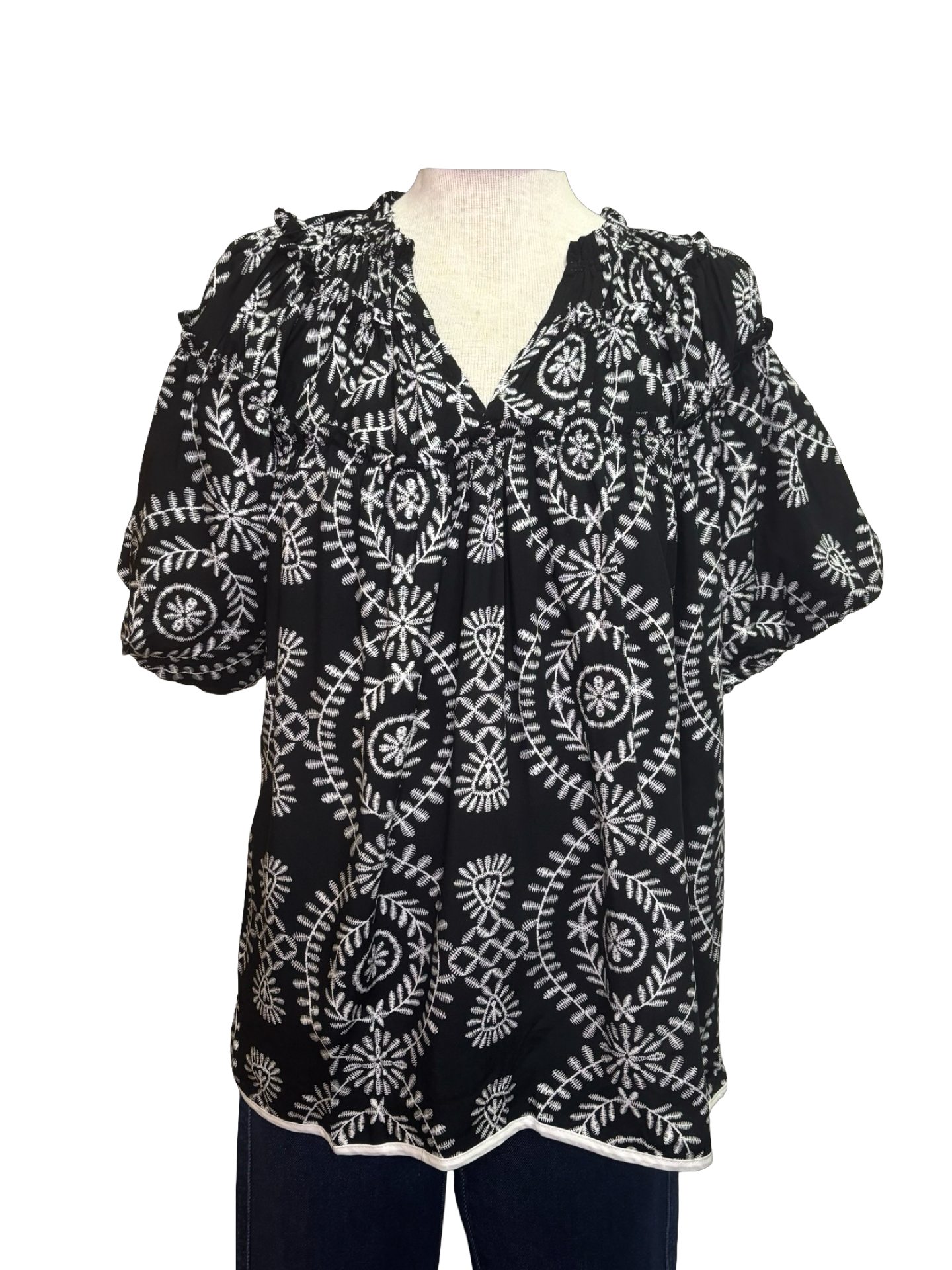 Short Puff Sleeve Top Black