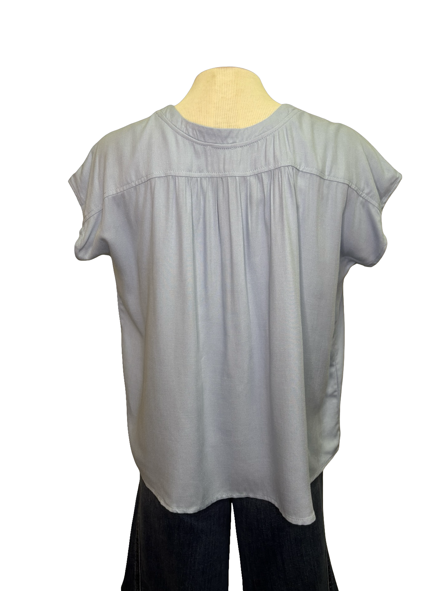 Short Sleeve Smocked Top Lt Blue