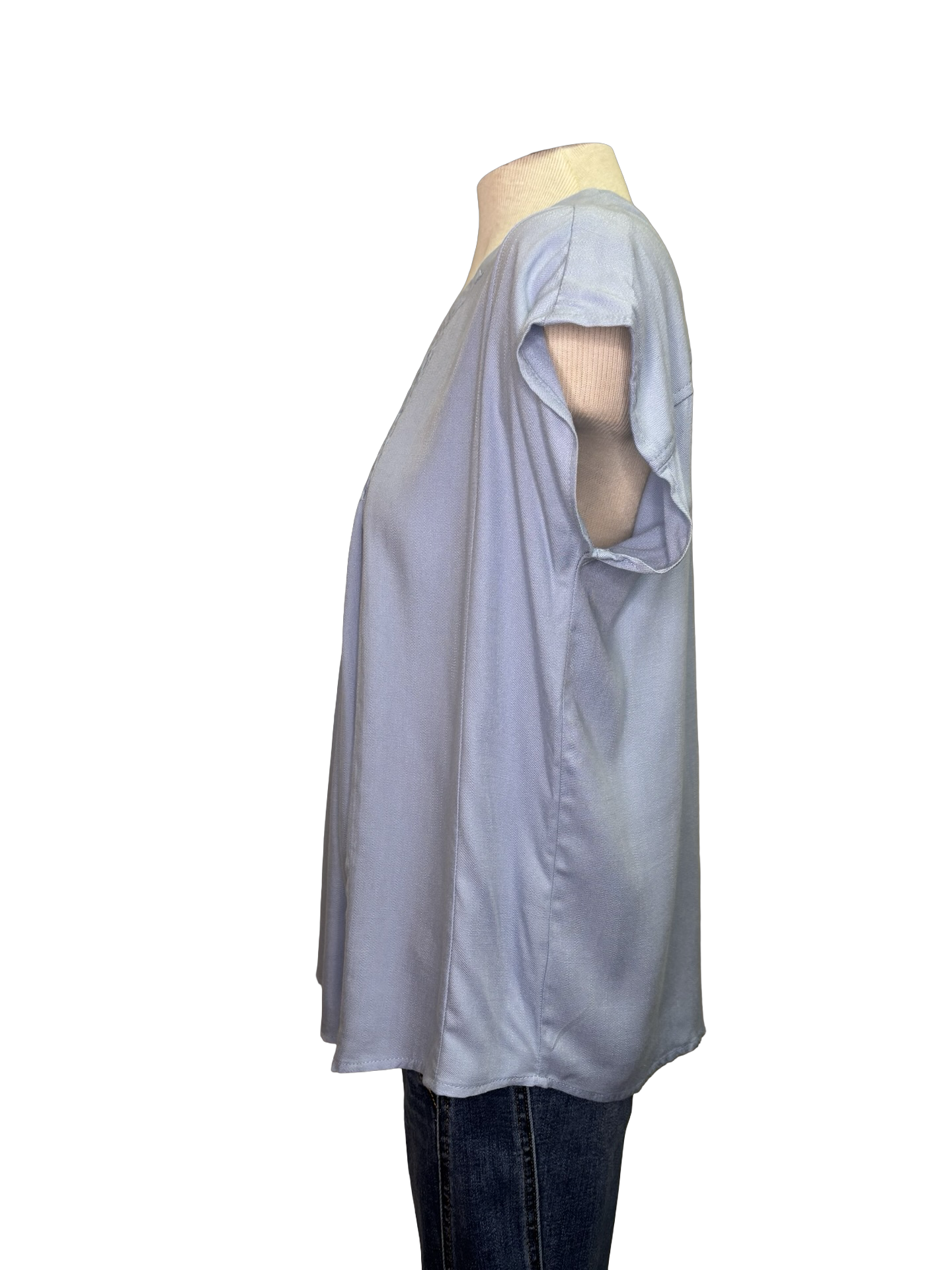 Short Sleeve Smocked Top Lt Blue