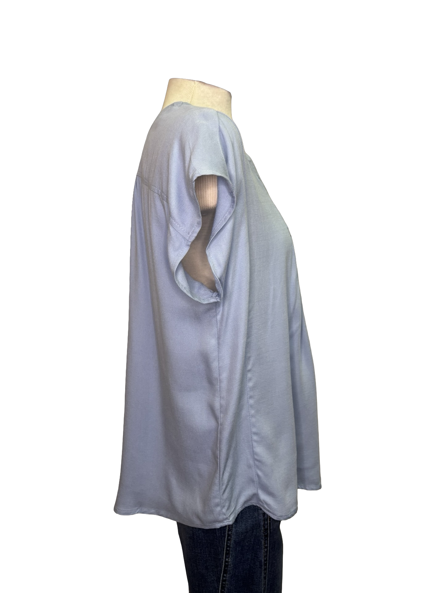 Short Sleeve Smocked Top Lt Blue