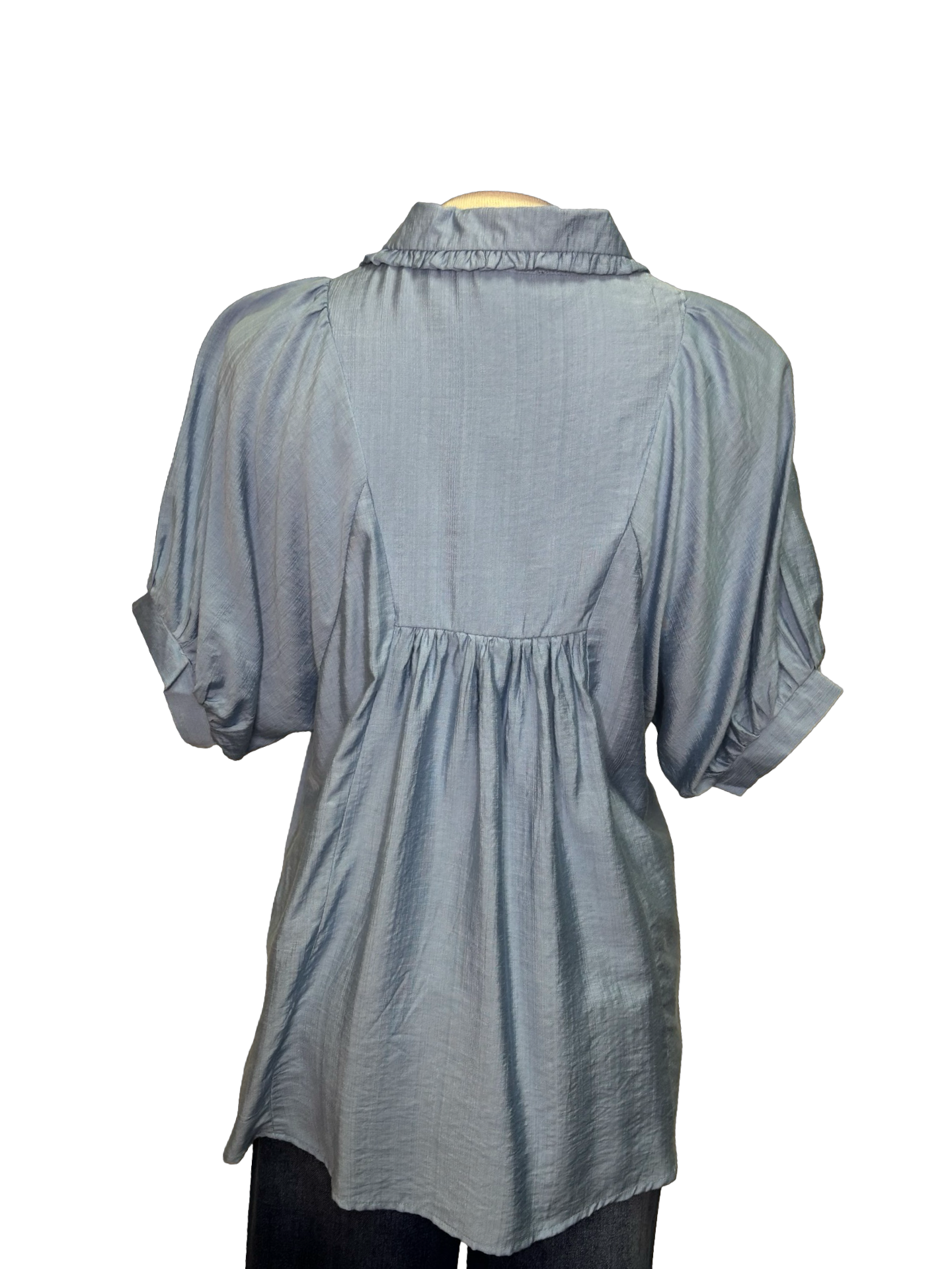 Smocked Puff Sleeve Top Lt Denim