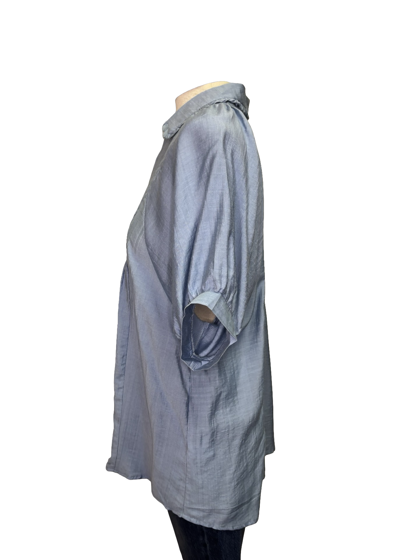 Smocked Puff Sleeve Top Lt Denim